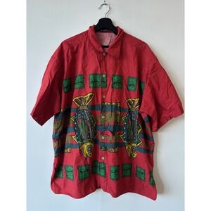 Vintage Generra Collective Shirt Mens Large Fish Print Button Up 90s Cool Art